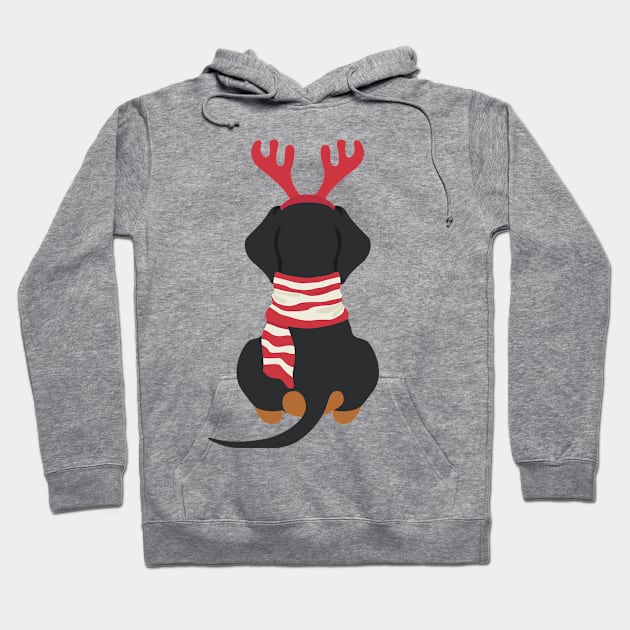 Smooth Dachshund Back at Christmas Hoodie by JunkyDotCom